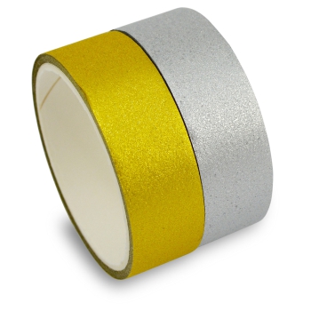 Glitter Washi-Tapes Set/2; 1,5cm x 3m/ Rolle gold-silber