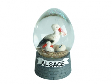 Glitzerkugel Storch 'Alsace' aus Poly 9cm