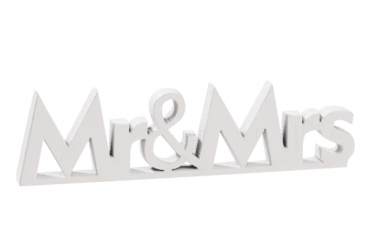 Holz-Deko Mr & Mrs 2x8cm weiss