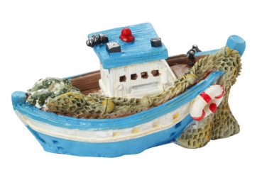 Fischerboot 6,5cm blau/weiss