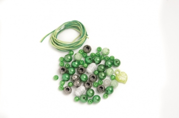Perlen-Set grün-weiß