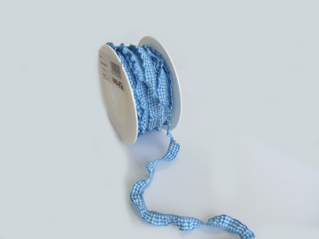 Karo-Rüschenband 10mm hellblau