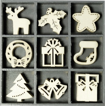 Holzornamentbox „Weihnachten“ natur 105×105mm 30mm