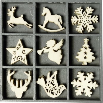 Holzornamentbox „Weihnachten“ natur 105×105mm 30mm
