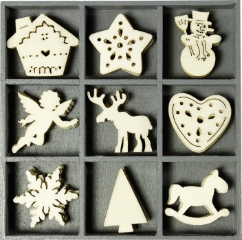 Holzornamentbox „Weihnachten“ natur 105×105mm 30mm