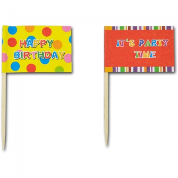 Deko-Fähnchen "Happy Birthday" u."It's Party Time"