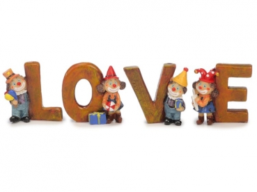 Poly Buchstaben "LOVE" mit Clowns 7x6cm