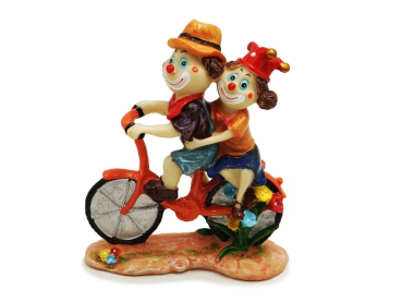 Clownpaar auf Fahrrad 16x5x18cm