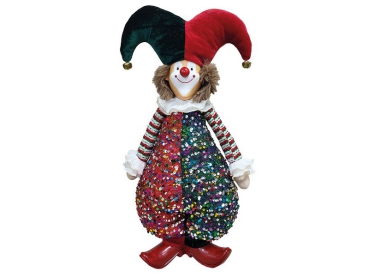 Clown aus Poly mit Glitzeranzug 21x12x50cm