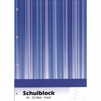 Schulblock A4 liniert 4fach Lochung und Rand 50 Blatt