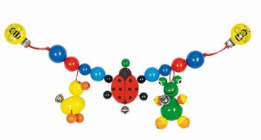 Kinderwagenkette Ente, Marienk&auml;fer, Frosch mit Clips