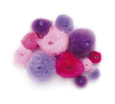 Acryl Pompons mit Öse ca 45 St lila mix