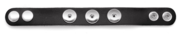 Lederband mit 3 Druckknöpfen 22cm schwarz