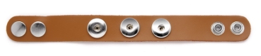 Lederband mit 3 Druckknöpfen 22cm braun