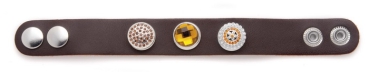 Lederband mit 3 Druckknöpfen 22cm dunkelbraun
