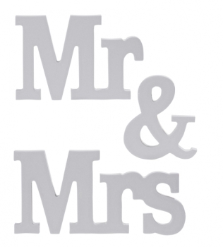 Mr & Mrs Holz-Deko 8cm grau