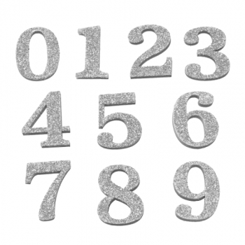 Zahlen-Satz 2,8 cm 20 Teile silber