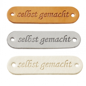 Kunstleder Label "selbst gemacht" 45x12mm beige