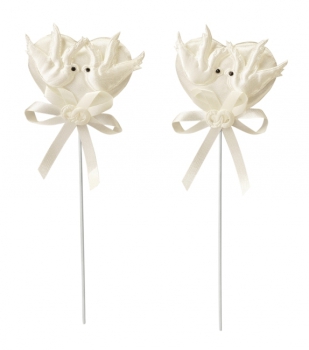 Stecker Hochzeitsherz 6cm creme