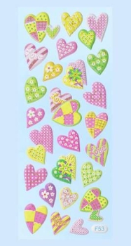 SOFTY-Stickers Herzen rose-grün-gelb