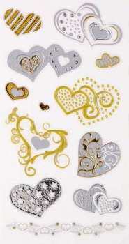 Filistyle-Stickers Herzen 3 gold