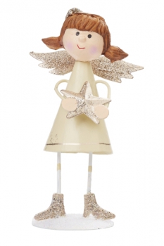 Engel stehend mit Stern 10,5cm creme-gold