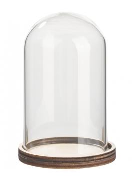 Glas-Glocke mit Holzboden 7,5x12cm
