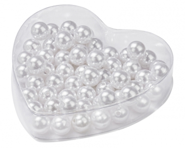 Herzbox Wachsperlen 12mm weiss