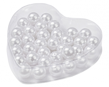 Herzbox Wachsperlen 14mm weiss