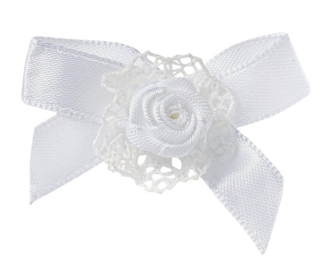 Schleife m. Blüte 50mm weiss