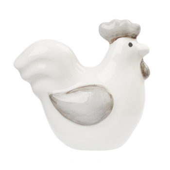 Keramik-Huhn 4cm weiss-grau