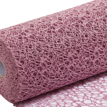 Preview: Deko-Stoff Netz-Optik Glimmer 29cm x 15m rosenholz
