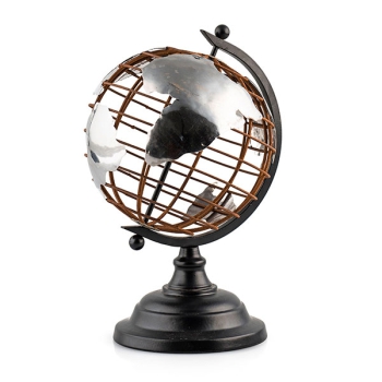 Globus "World" Metall, L 19 x B 17.5 x H 25 cm
