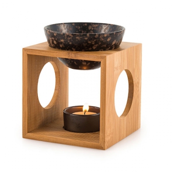 Duftlampe "Fire" Keramik/Bambus 12x12x12.5cm
