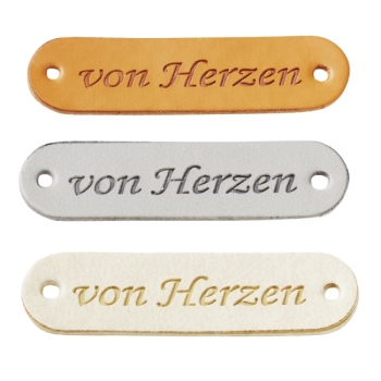 Kunstleder Label "von Herzen" 45x12mm grau