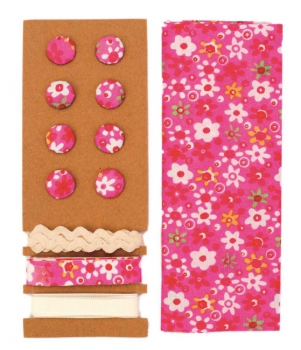 Textil-Set pink Blumen 48x48cm