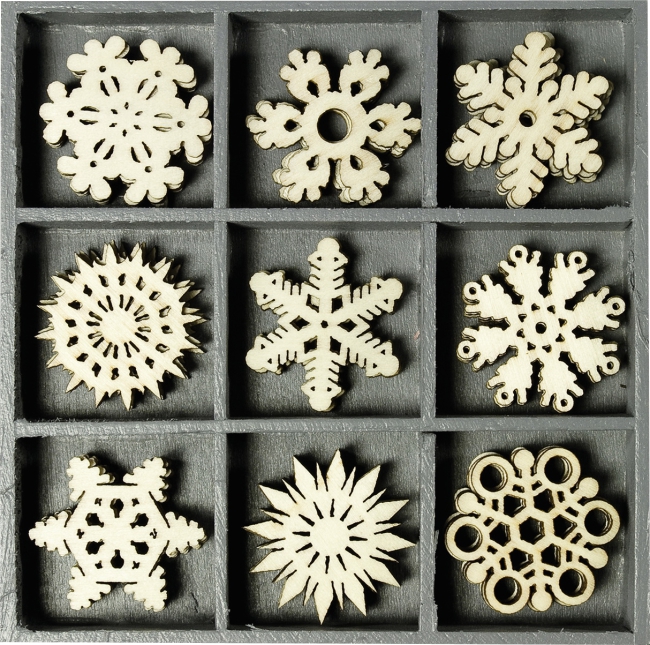 Holzornamentbox „Eiskristalle“ natur 105×105mm 30mm