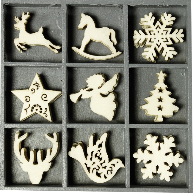 Holzornamentbox „Weihnachten“ natur 105×105mm 30mm