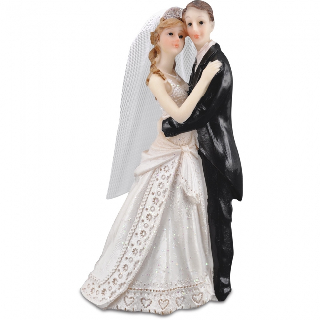 Hochzeitspaar 10cm Frack/Spitzenkleid