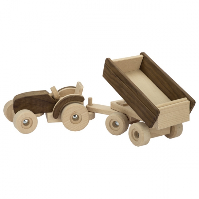 Traktor mit Anhänger 52,5x14x14cm