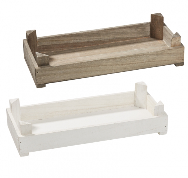 Holztablett Basic 35x15x8cm weiss