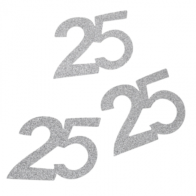 Jubiläumszahl "25" 6x5cm silber