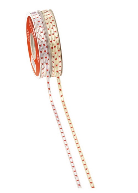 Herzband 5mm 25m weiß-silber
