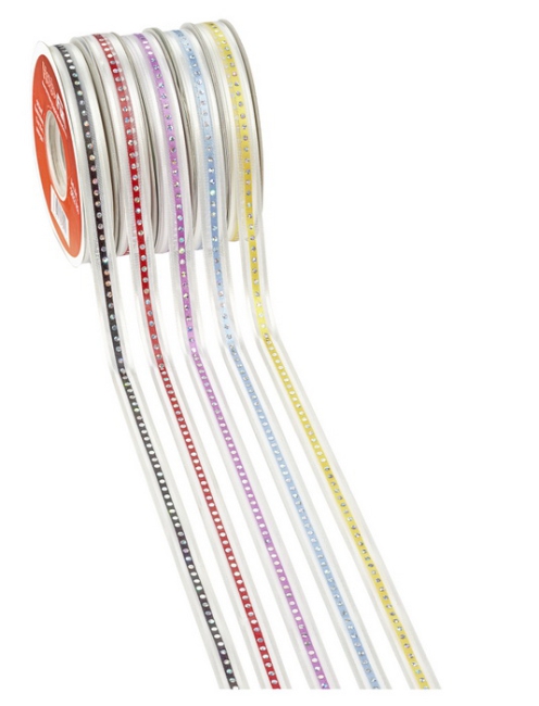 Punkte irisierend 12mm 25m weiß-rot