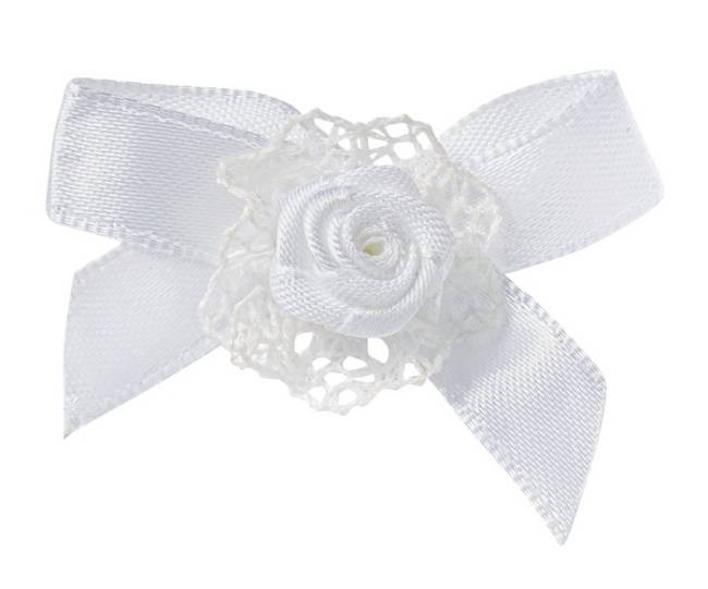 Schleife m. Blüte 50mm weiss