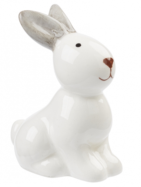Keramik-Hase 5cm weiss-grau